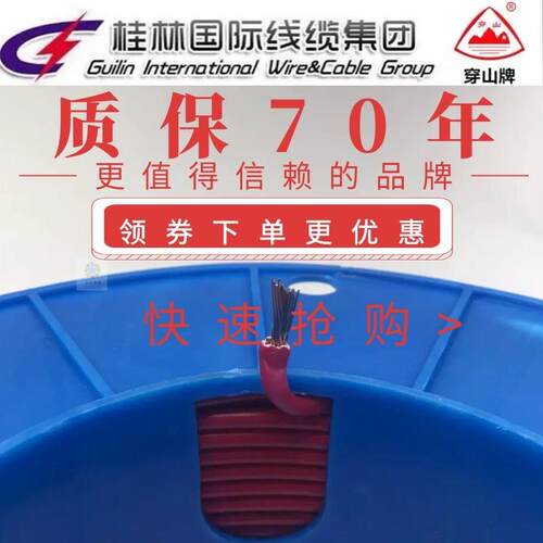 五十米桂林国际电线 线电缆总厂穿山牌2.5铜芯4.0BV单股R多股家用 - 图0