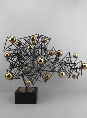 欧式创意几何金属摆件客厅玄关酒店书房电视柜样板房软装家居饰品