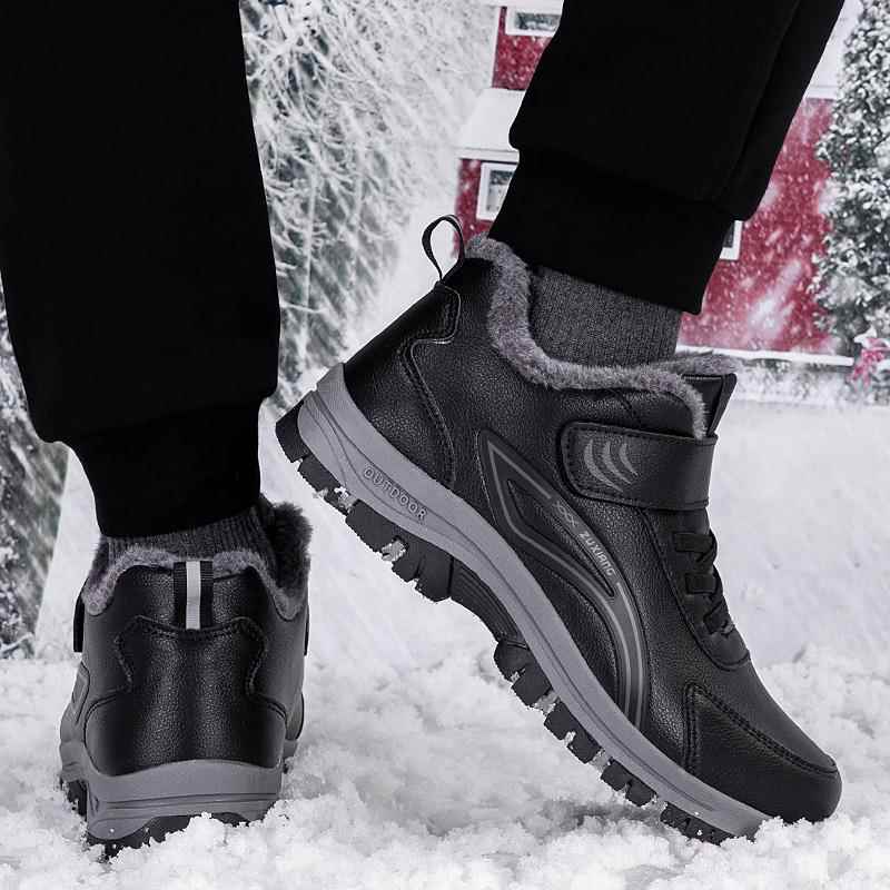 Authentic old Beijing cotton shoes for men in winter plus velvet plus elderly dad shoes with thick leather surface waterproof for middle-aged and elderly people to keep warm in winter