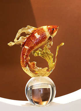 现代鸿运锦鲤鱼装饰品摆件高端客厅玄关办公室家居工艺品