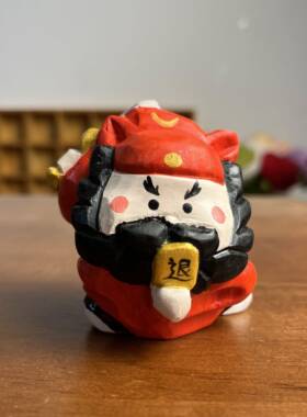 手工木雕钟馗小摆件“妖魔邪祟，小人退！退！退！”桌面装饰摆件