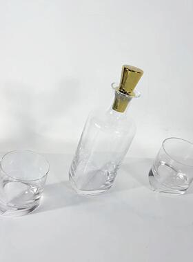 现代简约欧式水晶金色玻璃酒具酒杯摆件样板房软装饰品