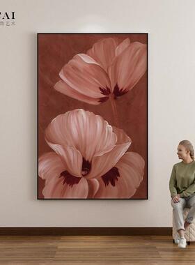 网红《入繁梦花》挂现代手绘卉油花画入纯户玄关装饰画走廊过道抽