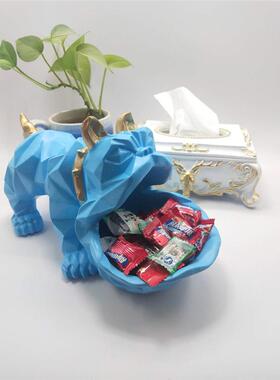 客厅创意实用茶几桌面大嘴巴狗储藏盆糖果盘便签收纳盒眼镜架等