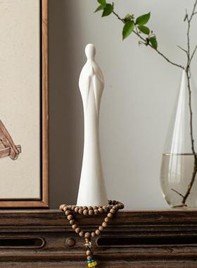 高档创道摆意德化瓷无陶相佛人物件居室客厅茶禅意装饰摆设白瓷工