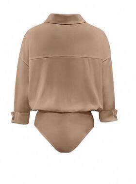 Women's V-Neck Long Sleeve Romper, Loose Fit Slimming