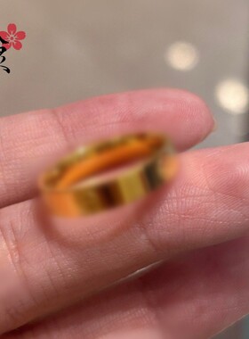 沙金新品光面一字纹戒指男女仿真金素圈指环小众轻奢高级感配饰