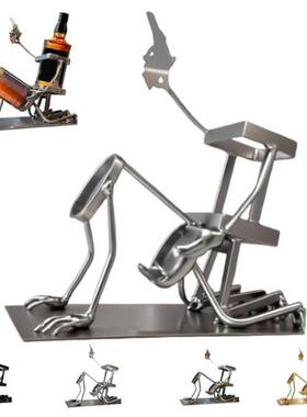 跨境金属骷髅头酒瓶支架 可乐瓶收纳摆件 酒吧桌面装饰工艺品