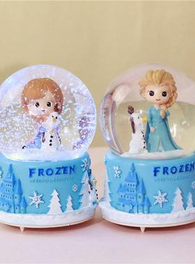 创意女孩生日水晶球音乐盒旋转雪花水球 流行八音盒音乐水球礼品