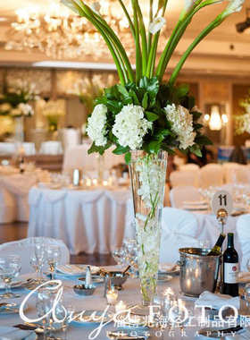 北欧V形大红色玻璃花叉 婚庆酒店桌花客厅透明雪柳水养鲜花插花瓶