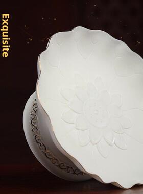 戴玉堂莲花果盘供佛供奉家用佛前水果盘供盘贡盘贡品盘陶瓷摆件