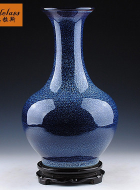 班德拉斯陶瓷 创意窑变艺术蓝色星空花瓶 赏瓶 现代时尚家居摆设