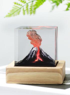 治愈系侏罗纪火山喷发桌面创意办公小摆件家居卧室小夜灯生日礼物