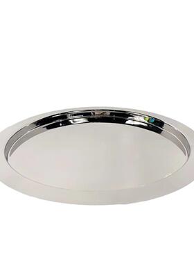 简约不锈钢银色镜面圆形托盘收纳盘样板间客厅茶几桌面饰品摆件