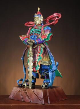 铜伽蓝佛像摆件 韦陀菩萨摆件 家居办公室铜摆件 铜站韦陀