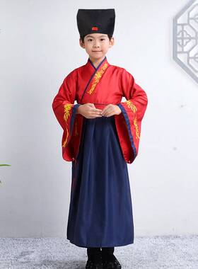 黑色汉服帽子男童儿童古装书生帽古代古风帽秀才儒巾国学书童头饰