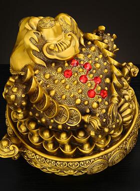 金蟾摆件黄铜三足蟾蜍三脚金蝉招纯店铺开业装饰财客厅办公室礼品