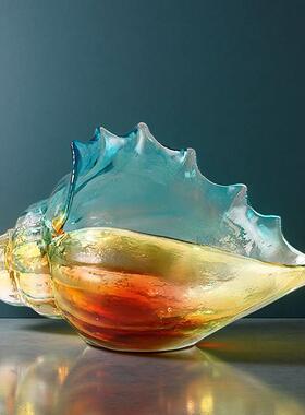 轻奢创意七彩琉璃海螺钥匙收纳摆件客厅玄关酒柜现代简约装饰摆设