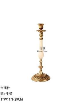 印度进口黄铜镀银单头烛台桌面摆件高端家用饭厅复古软装饰品