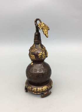 仿古紫铜鎏金百福葫芦纯铜葫芦摆件空心葫芦客厅家居装饰工艺摆件