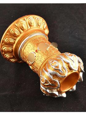 手摇仿桶桶浮雕藏式转动身转底座底莲花玉筒客厅亚克力摆件手摇