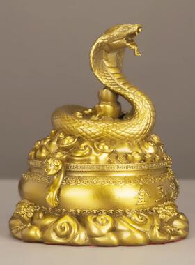 2026厂家密文中式黄铜12生肖蛇聚宝风水招财进宝摆件铜工艺品
