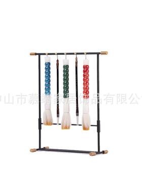 新中式金属毛笔架摆件铁艺售楼处书房书法文房四宝饰品创意设计