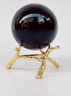 纯手工粉绿色彩色透明水晶玻璃球树枝造型送礼创意客厅桌面小摆件