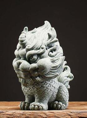 青砂石石狮子小号新中式中国风桌面摆件创意鱼缸盆景造景小摆设