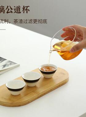 陶瓷旅行茶具套装渐变色路宝釉一壶三杯快客杯户外泡茶茶具便携式