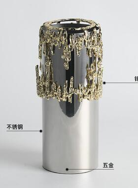 约现代抽象钢艺术镜面不锈花器花样板房RV9094售楼处客厅瓶书房饰
