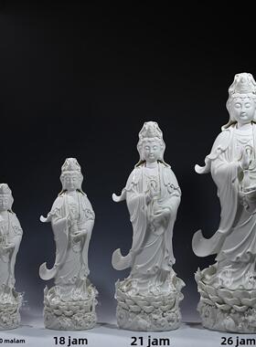 微美 白瓷18至26寸立莲渡海观音像供奉滴水观音佛像德化陶瓷摆件
