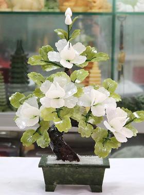 盆栽玉石摆件3朵纯色牡丹花 客厅摆件 家居装饰品仿真花