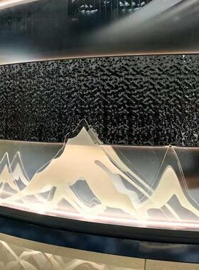 亚克力假山屏风有机玻璃展会布景透明装饰墙大型发光展台背景板