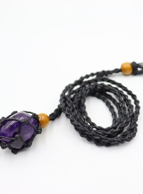 亚马逊水晶原石原石网兜网兜项链