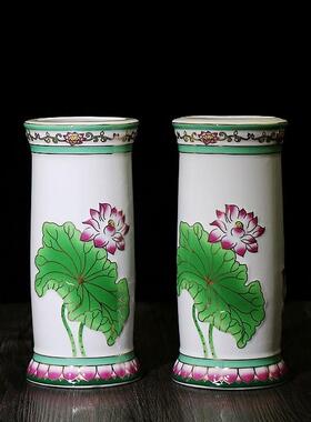 北京佛具用品 浮雕莲花线香 竹签香筒 香插香桶陶瓷香薰花瓶香桶