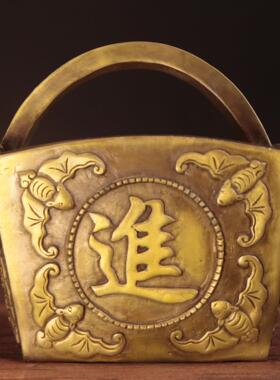 杨铜记 金银满斗金属工艺品家居铜摆件 铜仿古日进斗金 铜斗