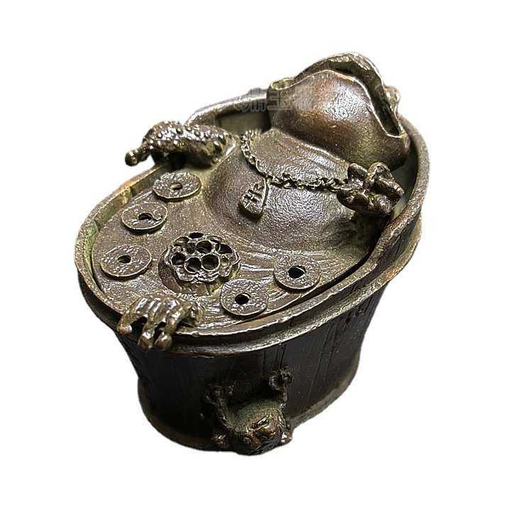 古玩杂项仿古铜器金蟾香炉香薰小摆件批发 家居办公铜器小摆件,淘宝优惠券,粉丝福利购,淘宝优惠卷
