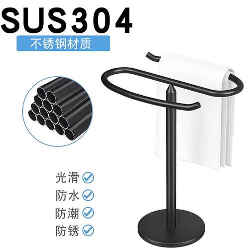台面立式架厨房桌面移擦手巾WQL架动收毛巾纳架304不锈钢挂物架新 - 图1