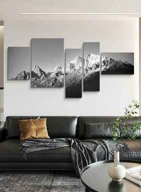 客厅富士山挂画工业风格简约沙发背景墙装饰画办公室卧室床头壁画