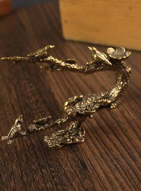 香摆实心纯黄铜喜上眉梢小摆件喜鹊登梅笔架笔搁笔托铜雕喜鹊枝头