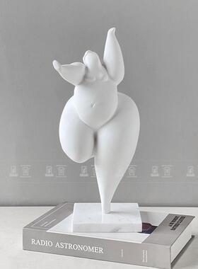 简约现代创意跳舞人雕塑装饰样板间售楼处玄关胖妞人物软装摆件