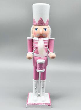 胡桃夹子30CM粉白士兵儿童房卧室书桌摆件木偶电视柜酒柜装饰品覆