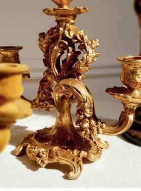 法456132式烛台巴洛克复古桌金色烛台件摆欧式餐浪庆漫婚烛光晚餐