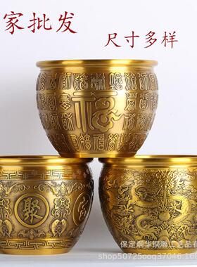 直供黄铜摆件大小铜缸做旧仿古龙缸“聚宝盆缸”百福缸