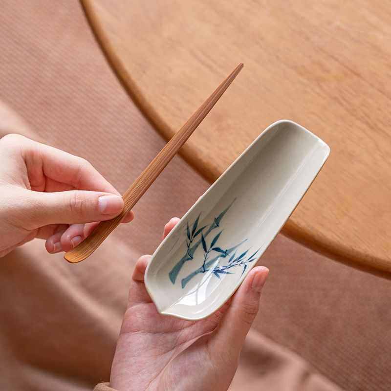 手绘竹子茶则家用办公室功夫泡茶简约陶瓷取茶器剪刀茶则茶具配件,淘宝优惠券,粉丝福利购,淘宝优惠卷