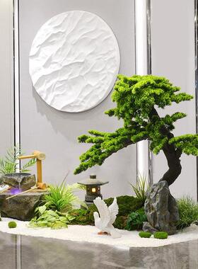 室内景观造景水景观流水摆件循环水新中式庭院茶室迎客松绿植流水