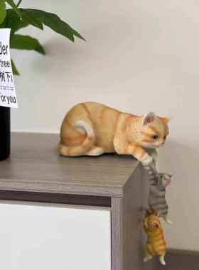创意可爱母子猫咪家居摆饰桌面柜子实用美观装饰品开业乔迁礼物