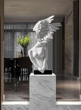 左顾创意艺术人物雕塑摆件天使女孩设计师落地软装样板间客厅大堂