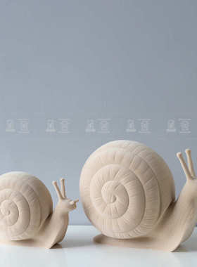 简约轻奢树脂绒面蜗牛创意软装饰品儿童房客厅电视柜桌面家居摆件